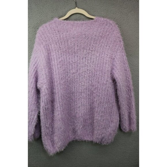 & Merci Eyelash Knit Open Front Purple Sweater-Size Small-Oversized-Soft - Picture 5 of 6